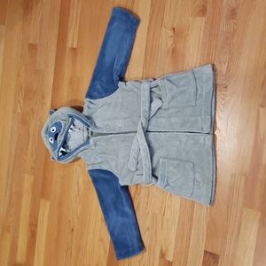 Tucker & Tate kids bear hooded robe, grey/blue size 4